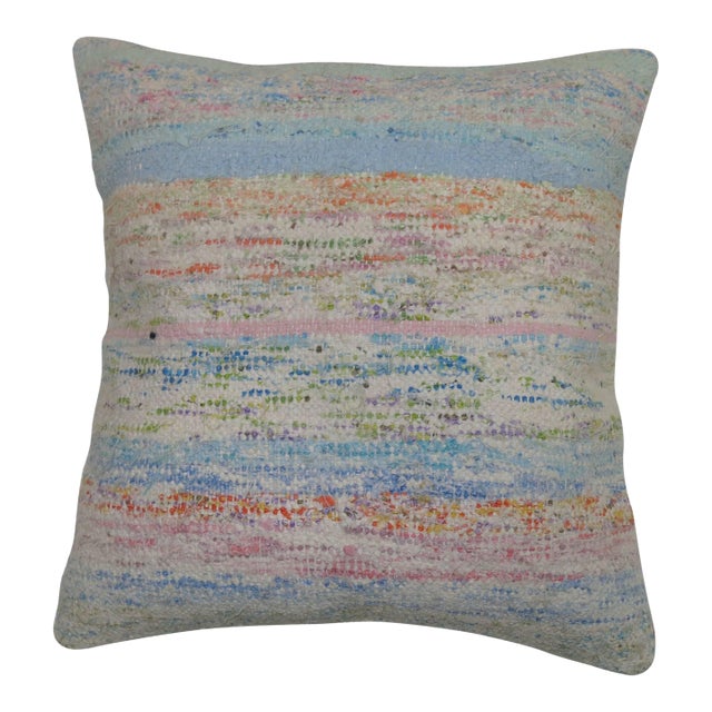 Zabihi Collection Tie Dye Color Rag Rug Turkish Pillow For Sale