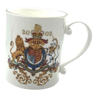 2002 Royal Jubilee Coffee/Tea Cup, English Fine Bone China, "God Save the Queen" For Sale