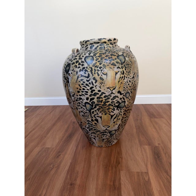 20th Century Cheetah Motif Ceramic Urn For Sale - Image 14 of 17