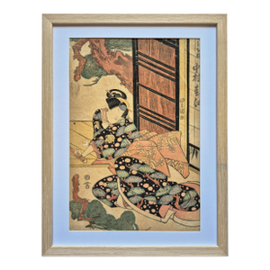 Edo Era (1816) Japanese Woodblock Print of Noble Woman “Tonase” in Kimono by Toyokuni I – Newly Framed