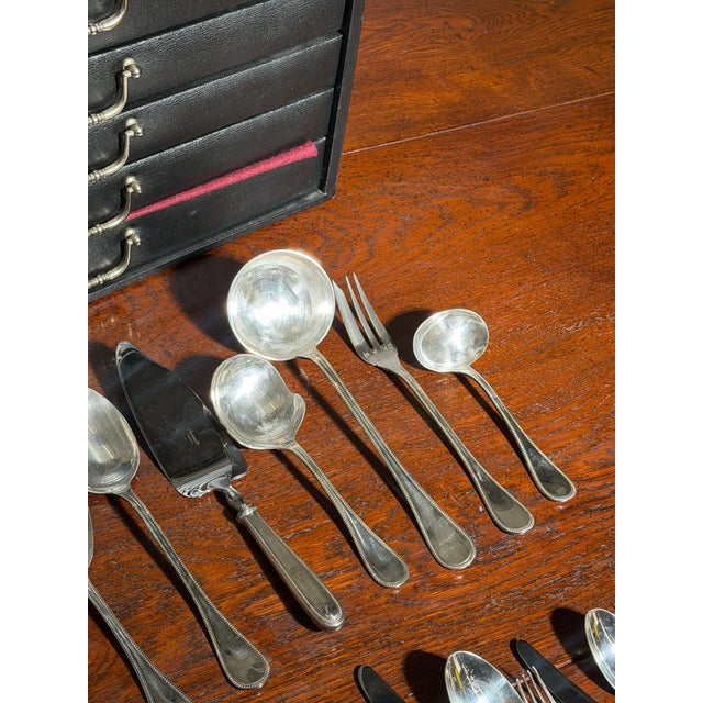 Silver-Plated Perles Cutlery Set for 12 with Anti-Oxidation Chest from Christofle, Set of 127 For Sale - Image 4 of 9