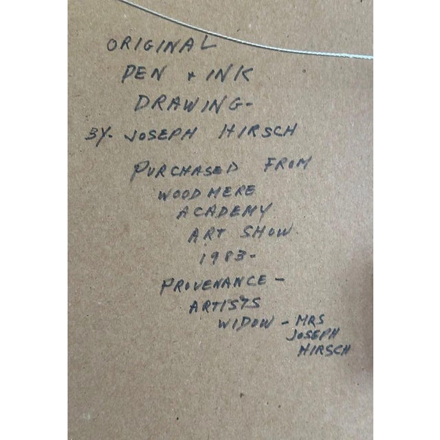 1950s Joseph Hirsch Signed Seated Nude Pen and Ink Drawing For Sale - Image 4 of 7