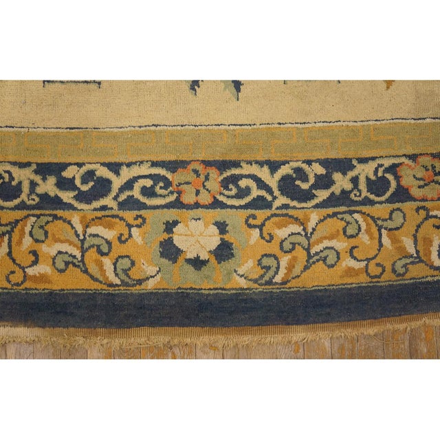 1920s Beige Floral Oriental Deco Antique Chinese Peking Hand Knotted Wool Rug For Sale In New York - Image 6 of 10