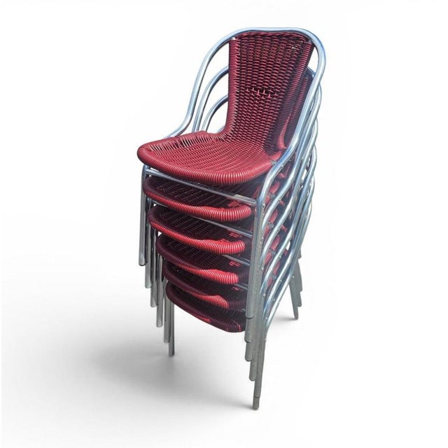 Red Aluminum Chair with Synthetic Weave, 1980s, Set of 6 For Sale - Image 18 of 18