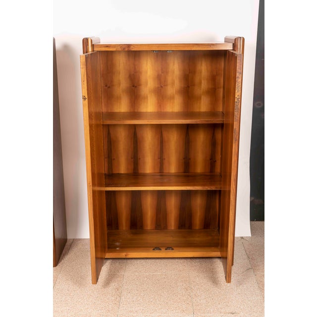 Tall Italian Sideboards in Walnut Veneer, 1980, Set of 2 For Sale - Image 14 of 16