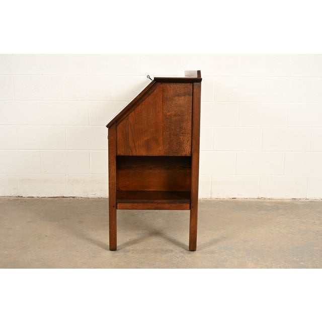 L. & J. G. Stickley Antique Mission Oak Arts & Crafts Drop Front Secretary Desk, Newly Refinished For Sale - Image 13 of 15