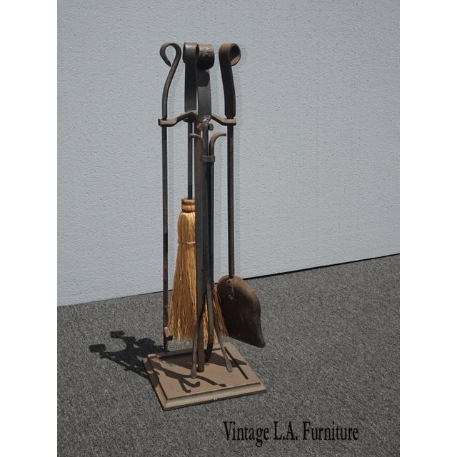 Vintage Spanish Style Rustic Black Iron Fireplace Tools French Country