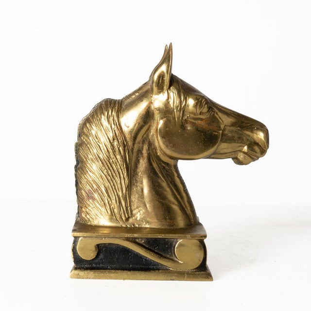 Brass Virginia Metalcrafters Horse Bookends 1950's For Sale - Image 4 of 9