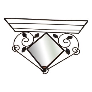 Wall-Mounted Coat Rack with Three Hooks and Central Mirror, 1960s For Sale