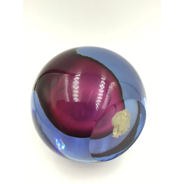 Glass Vintage 1960s Murano Glass Alfredo Barbini Sommerso Pear Paper Weight For Sale - Image 7 of 9