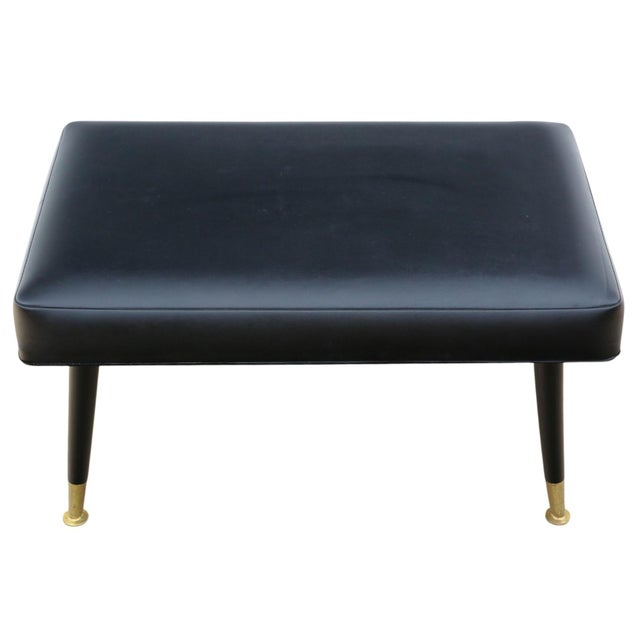 Mid-Century Modern Mid-Century Black Vinyl Stool, 1950s For Sale - Image 3 of 9
