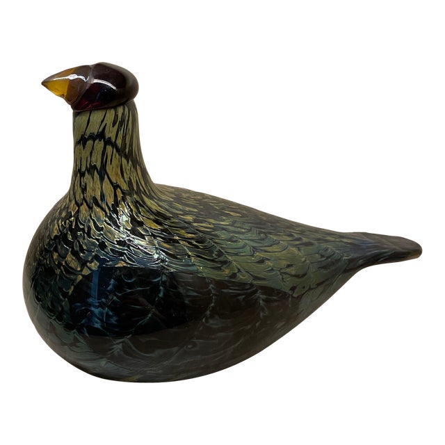 Late 20th Century Oiva Toikka Art Glass Bird Capercaillie Male Wood Grouse, Signed O. Toikka Nuutajärvi For Sale