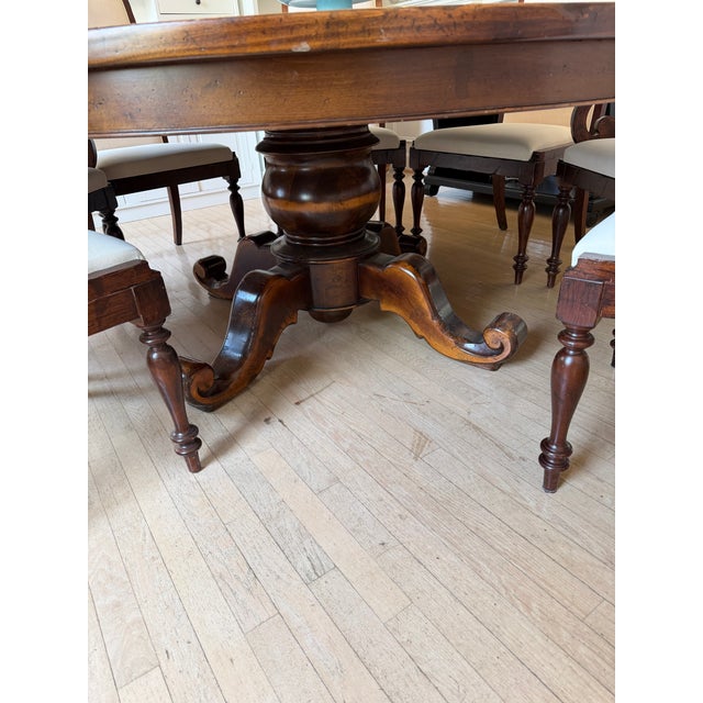 Contemporary Chesnut Round Dining Table and 8 Chairs For Sale In Washington DC - Image 6 of 7