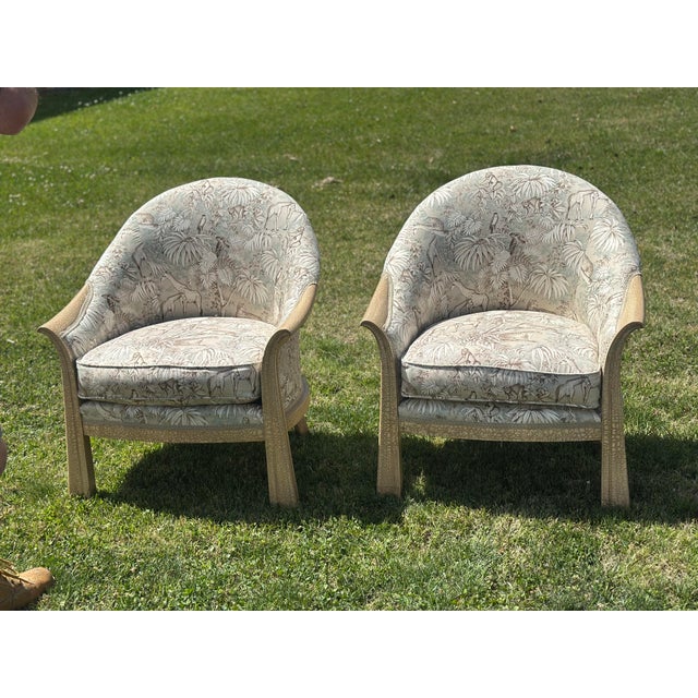 Hollywood Regency Vintage Barrel Back Chairs, Reupholstered, a Pair For Sale - Image 3 of 8