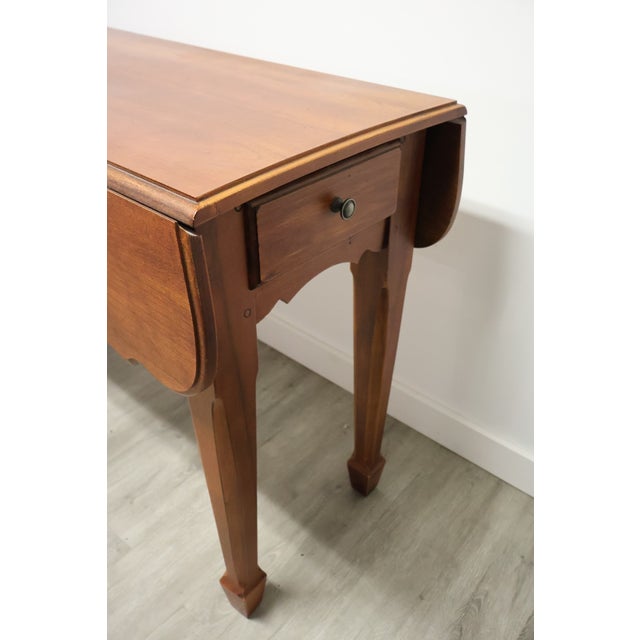 Vintage Broyhill Cherry Drop-Leaf Sofa Console Table With Dual Drawers For Sale In Raleigh - Image 6 of 9