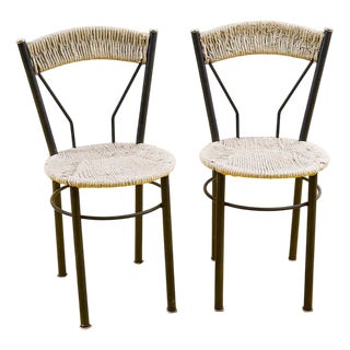 Wicker Metal Chairs, Set of 2 For Sale