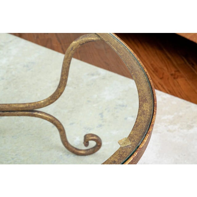 Late 20th Century Late 20th Century Vintage Gilt Iron and Glass-Top Oval Cocktail Table For Sale - Image 5 of 9