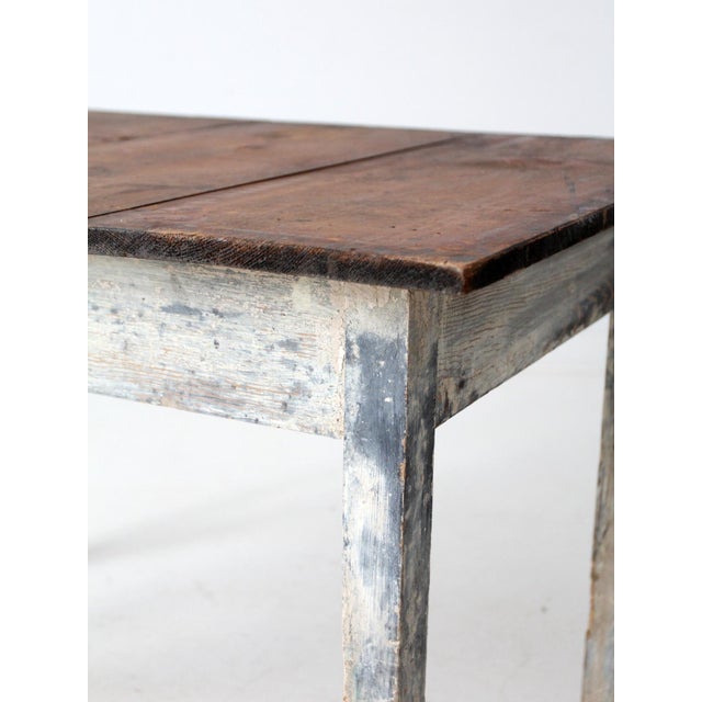 Antique Painted Wood Farmhouse Table For Sale - Image 9 of 18
