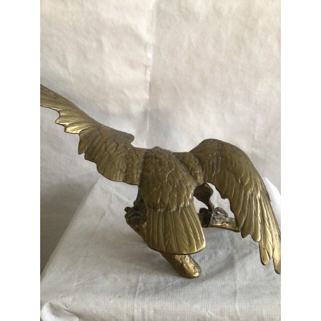 1950s Brass Eagle on Branch Sculpture For Sale - Image 10 of 10