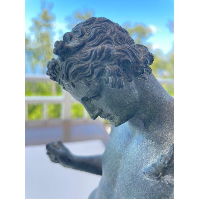 Grand Tour Solid Bronze “Narcissus” After the Antique – Early 20th Century Classical Figure For Sale - Image 12 of 15