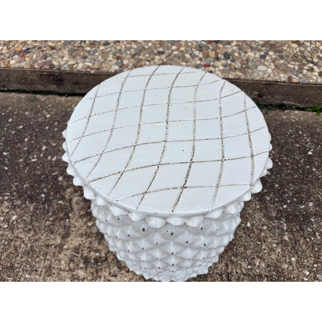 White 1970s Italian Glazed Terracotta Pineapple Garden Seat or Table For Sale - Image 8 of 12