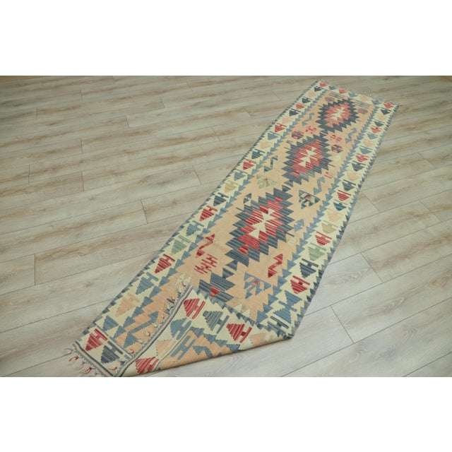 Beige 1970s Southwetern Style Handmade Beige Kilim Runner Rug For Sale - Image 8 of 10