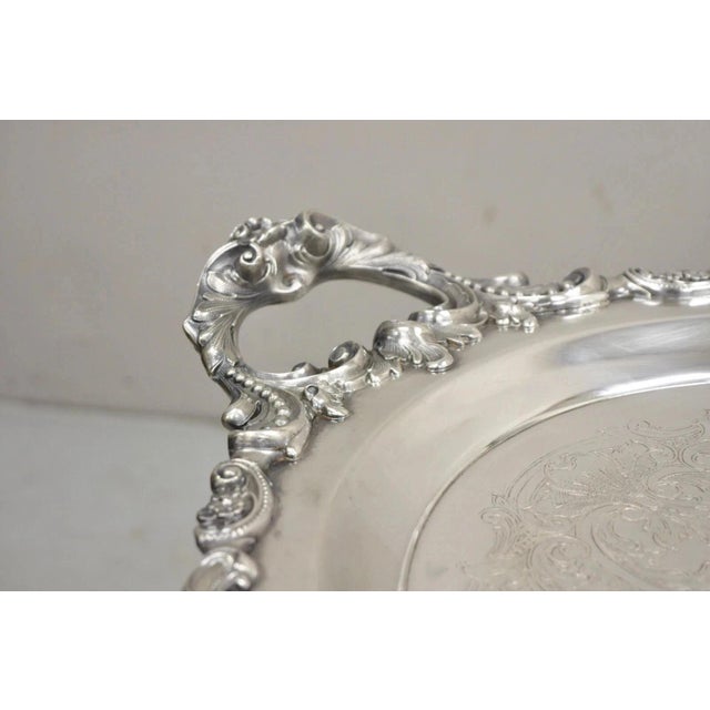 Vintage Baroque by Wallace Oval Silver Plated Victorian Serving Platter Tray For Sale - Image 11 of 11