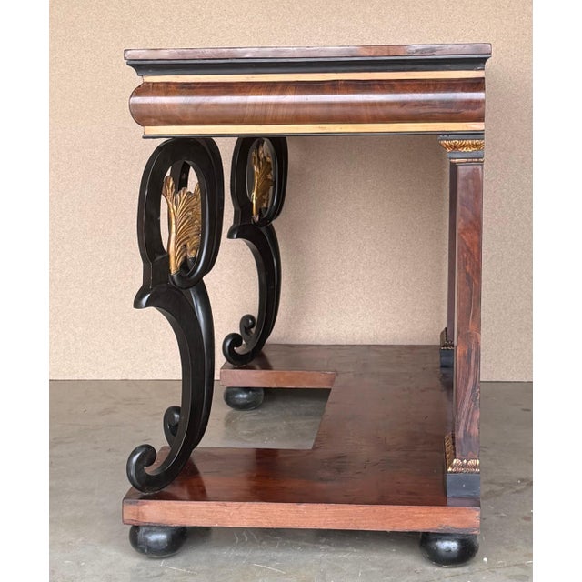 Mid 19th Century Austrian Empire Console Table with back mirror and Swan Pedestals For Sale In Miami - Image 6 of 18