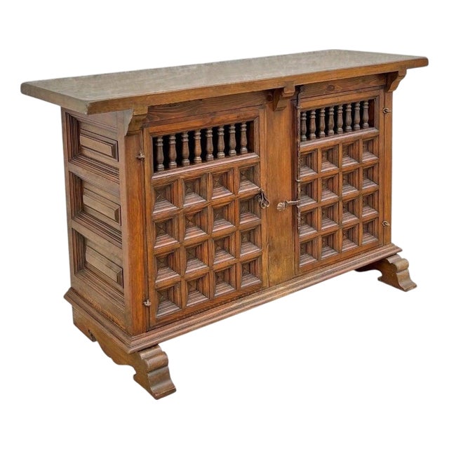 Spanish Renaissance Revival Carved Credenza, 20th Century For Sale