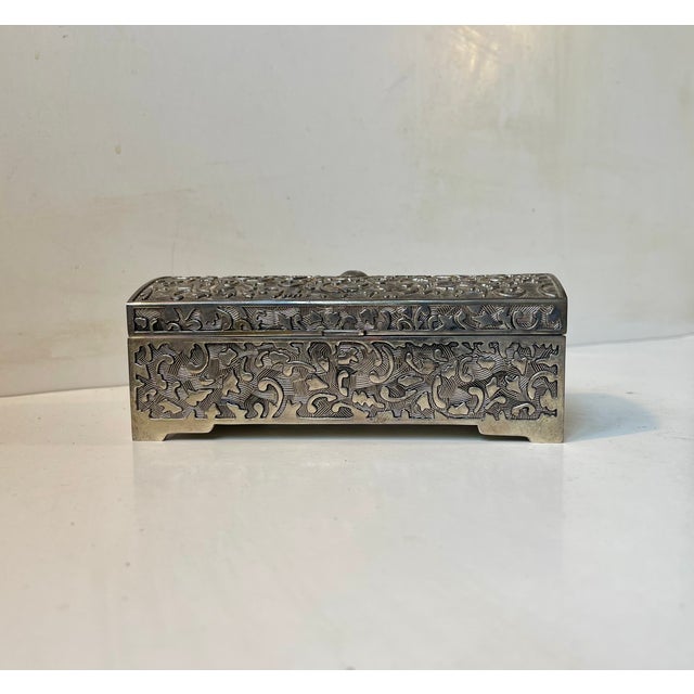 Vintage Jewelry Box in White Metal, 1980s For Sale - Image 6 of 9