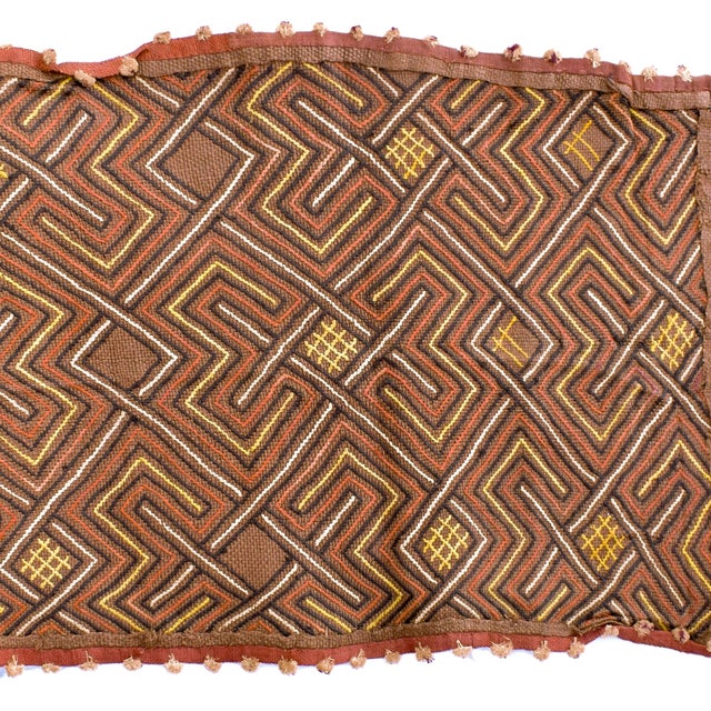 Textile Early 20th Century Kuba Handwoven Embroidered Raffia Textile 132 x 23 Inch For Sale - Image 7 of 9