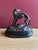 A superb large Mid-Century English bronze tone cast metal Greyhound or Whippet dog sculpture. No maker's mark. An elegant...