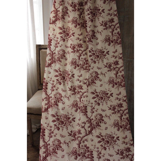 Antique 1850 French Toile Insect Floral Timeworn Cotton Printed