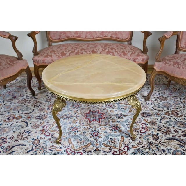 Gemstone Round Coffee Table with Onyx Top For Sale - Image 7 of 7