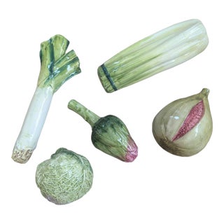 Vintage Trompe Loleil Ceramic Vegetable Decorative Objects - Set of 5 For Sale