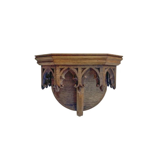 Brown Gothic Dutch Carved Oak Wall Bracket, 1900s For Sale - Image 8 of 8