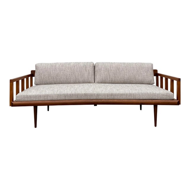 1970s Reupholstered Yugoslavian Mid-Century Modern Teak Daybed For Sale