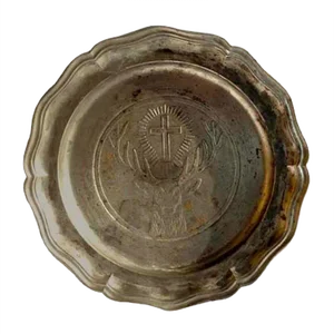 Jagermeister Advertising Liquor Pewter Plate, 1950s