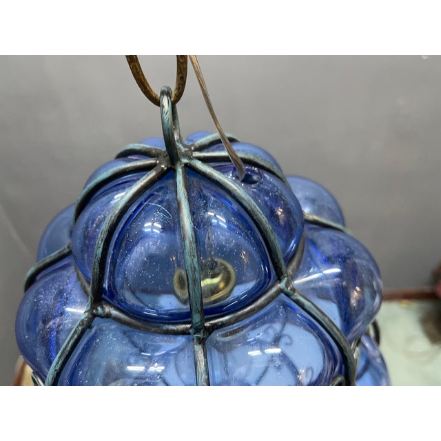 Wrought Iron and Murano Glass Pendant Light, 1980s For Sale - Image 4 of 16