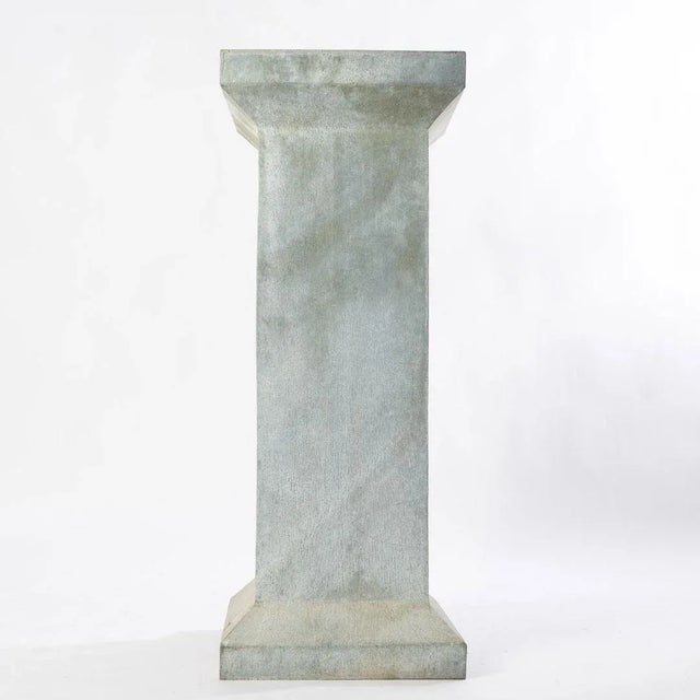 Pair of Weathered Zinc Garden Column Pedestals For Sale - Image 6 of 9
