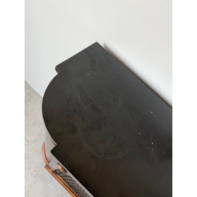 Black 1930s Hollywood Regency Ebonized & Giltwood Wire-Mesh Door Cabinet For Sale - Image 8 of 12
