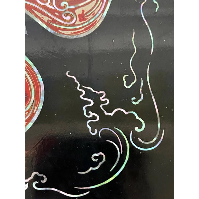 Unusual Japanese Lacquer Inkstone Box with MOP Inlays For Sale - Image 9 of 16