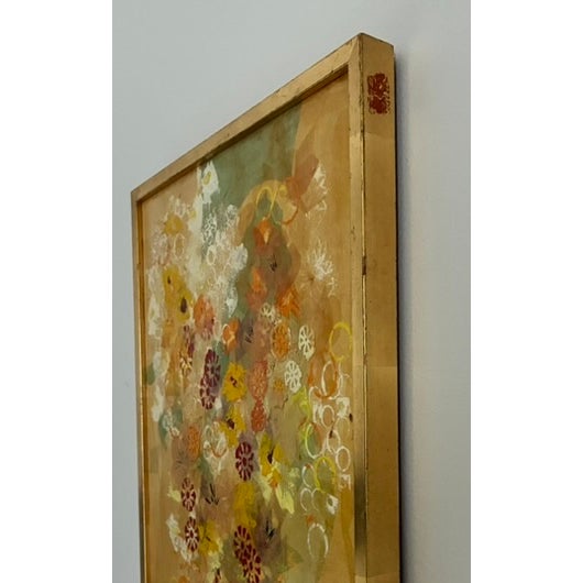 Late 20th Century Mid-Century Modern Abstract Floral Mixed Media Collage Painting by Sylvia Knopping — Framed For Sale In Providence - Image 6 of 9