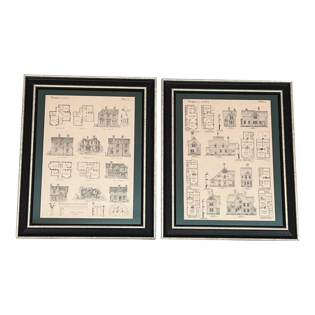 Frame Architecture Prints Set of 2 - Authentic Antique Prints 1887 For Sale