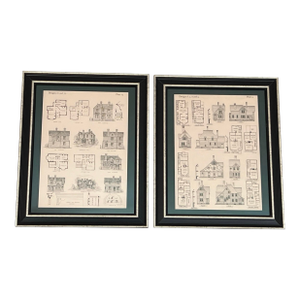 Frame Architecture Prints Set of 2 - Authentic Antique Prints 1887