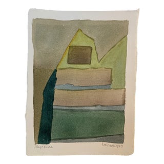 1980s "Mycenae" Abstract Watercolor Painting by Lee Hall For Sale