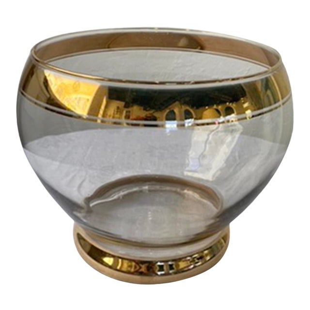 MidCentury GoldTrimmed Decorative Glass Bowl Chairish