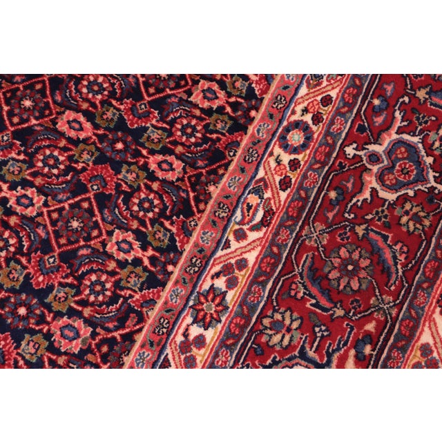 1970s Vintage Hand-Knotted Wool Rug – 6.11 X 10.1 Ft – Blue & Red All-Over Floral Design For Sale - Image 5 of 8