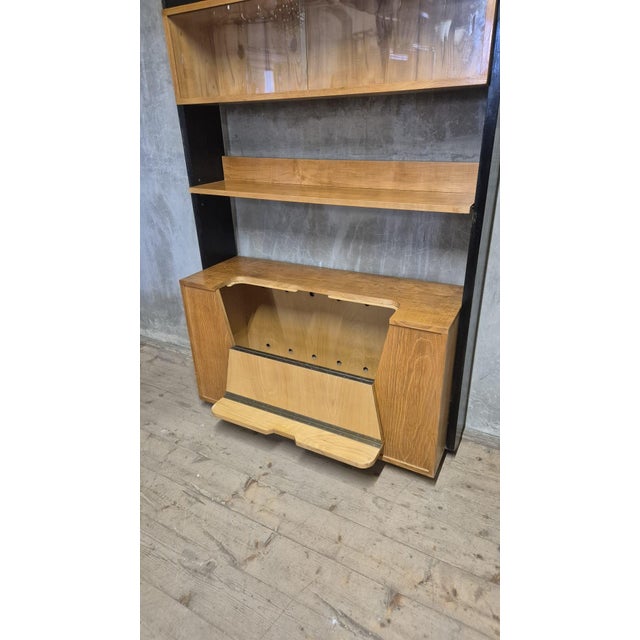 Vintage Czechoslovak Modular Wall Unit with Veneer Cabinets and Black Wooden Supports, 1970s For Sale - Image 12 of 13