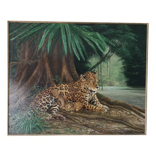 Jaguar, 1990s, Oil on Canvas, Framed For Sale